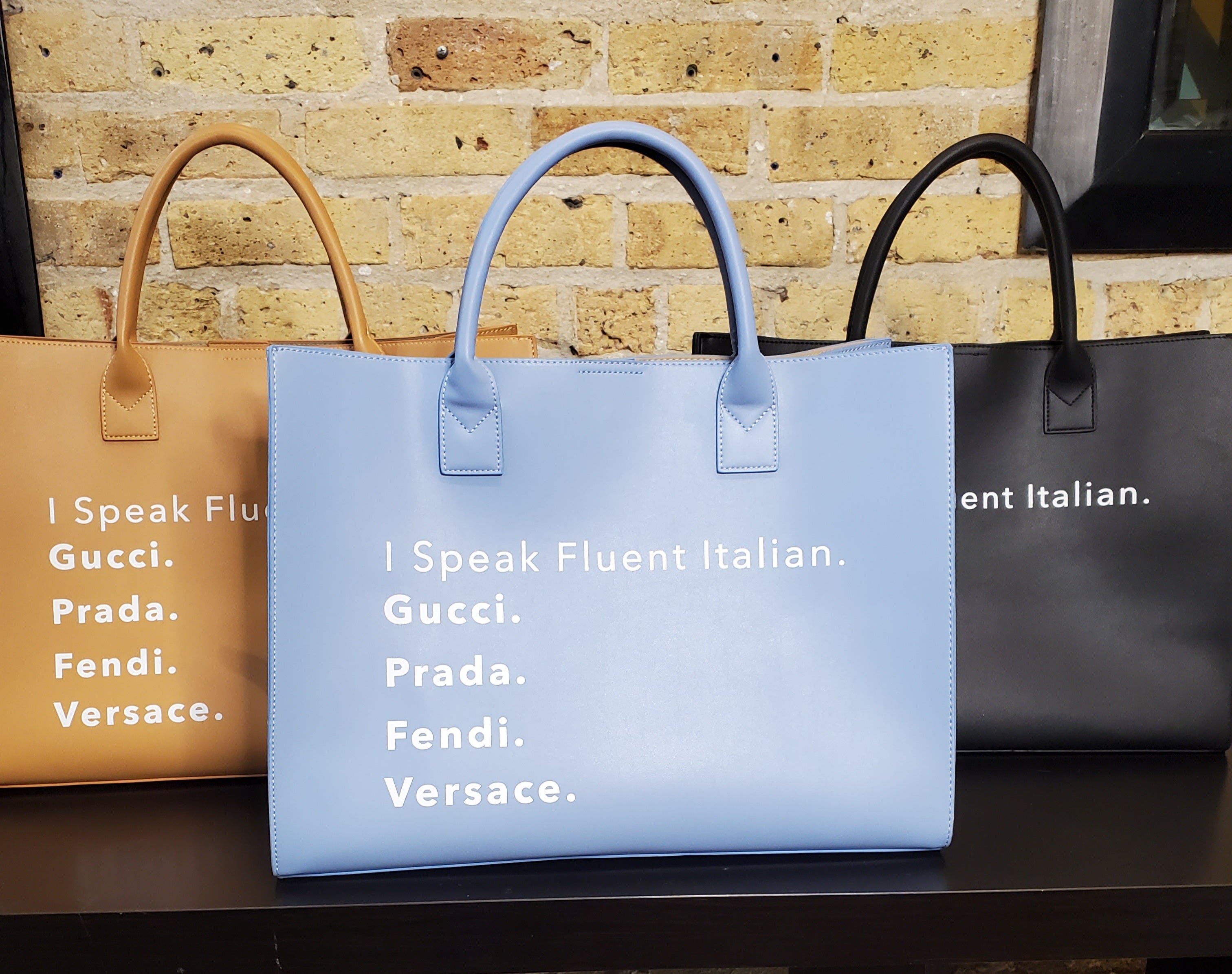 I SPEAK Gucci Prada Fendi Versace Vegan Tote 