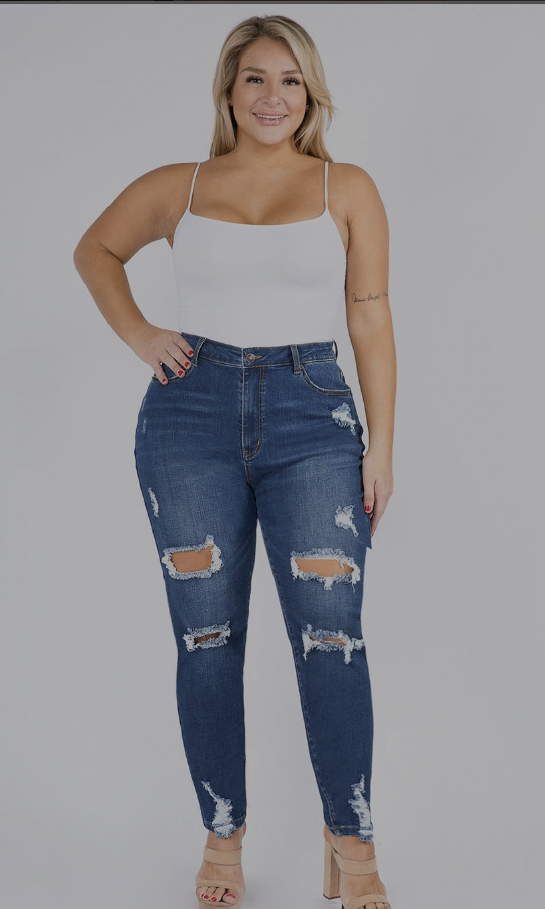 Plus Size Ripped Jeans, Plus Size Distressed Jeans