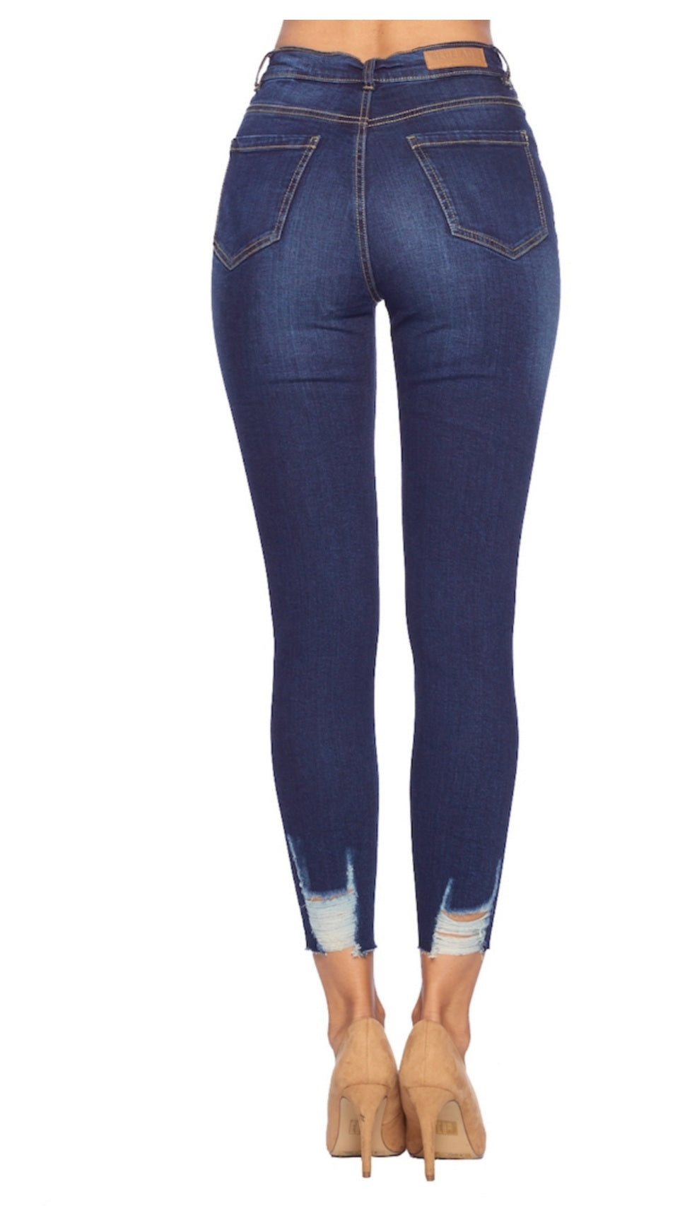 Dark high-waist denim pant