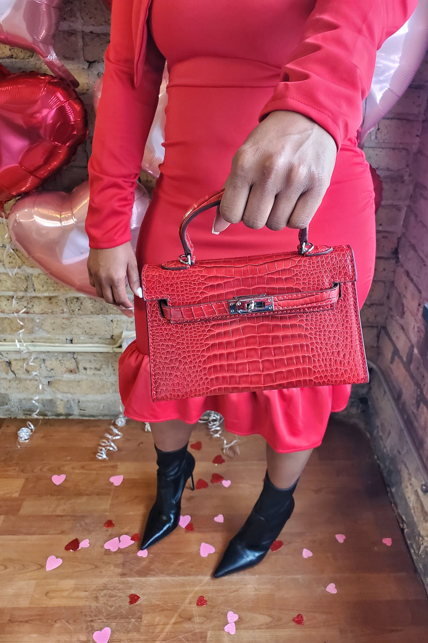 Vegan Croc Red handbag