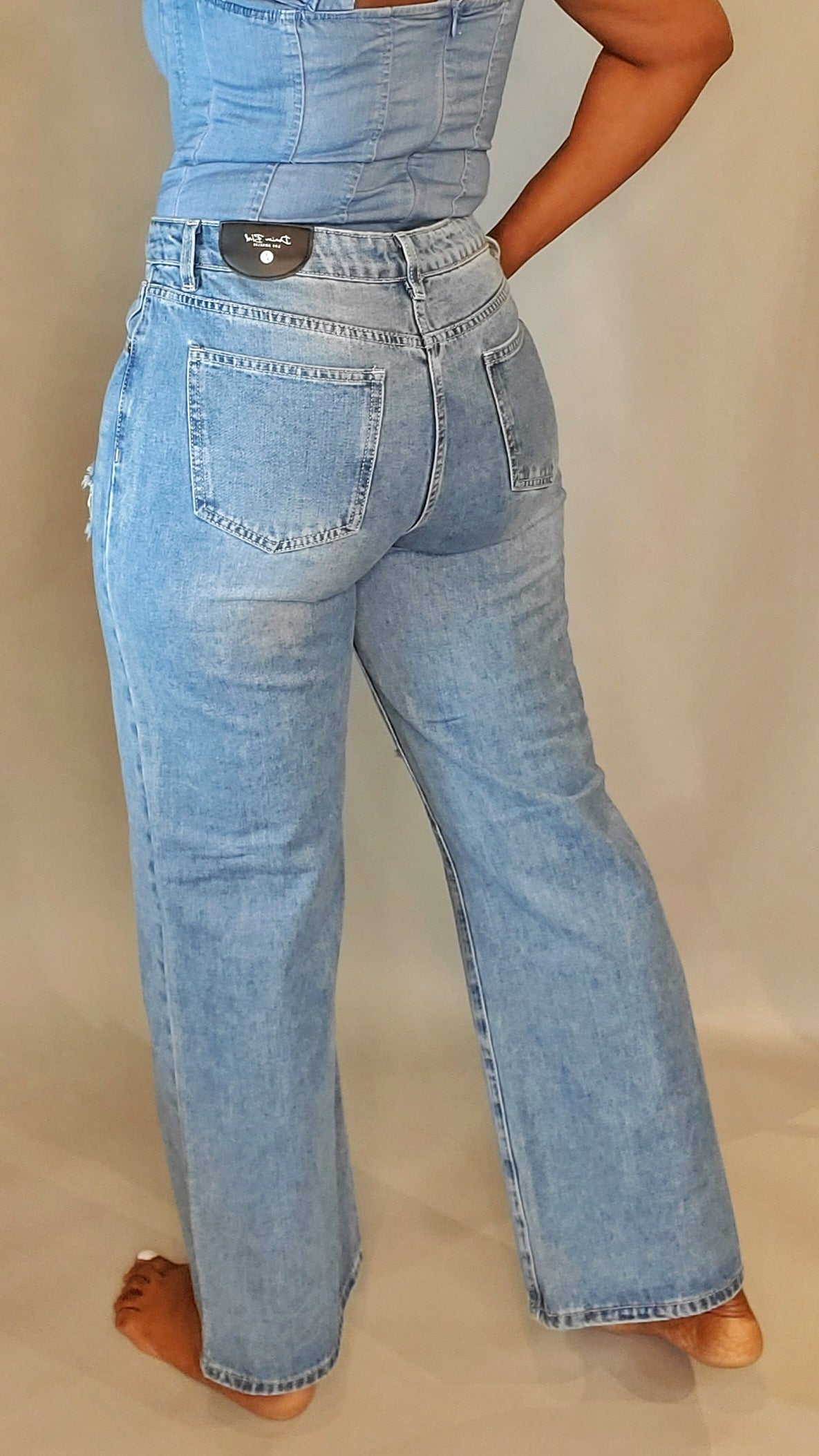 Straight Leg Distressed Jeans