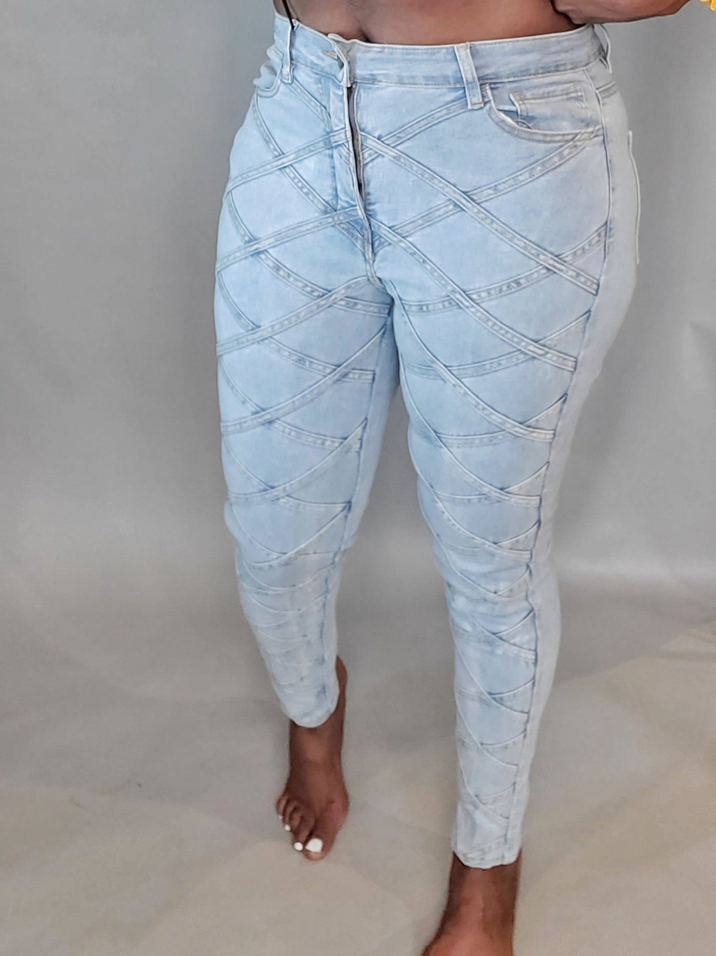 Criss Cross Light Denim Jeans