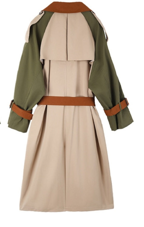 Color Block Trench Coat