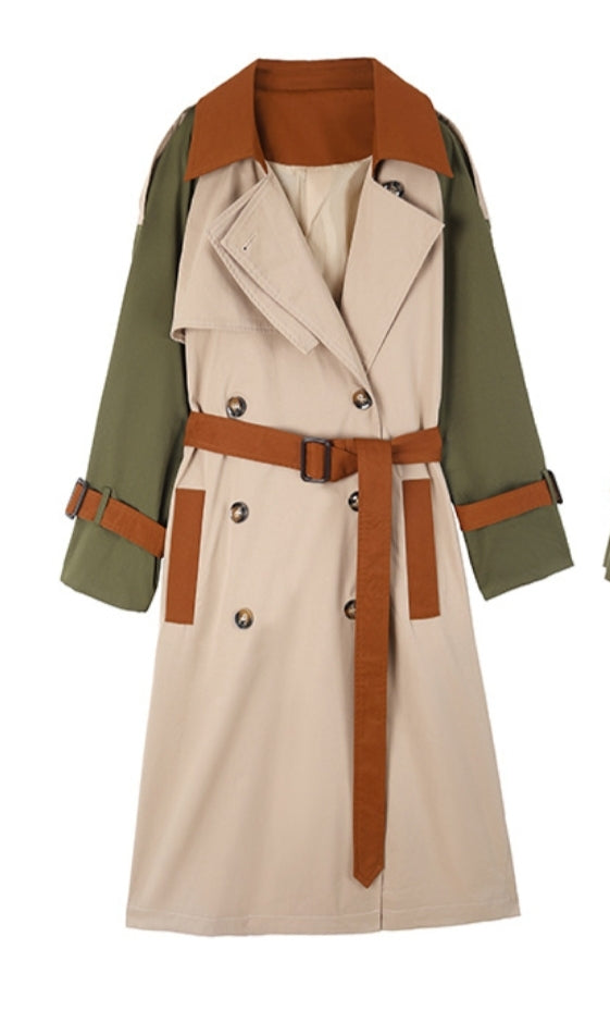 Color Block Trench Coat