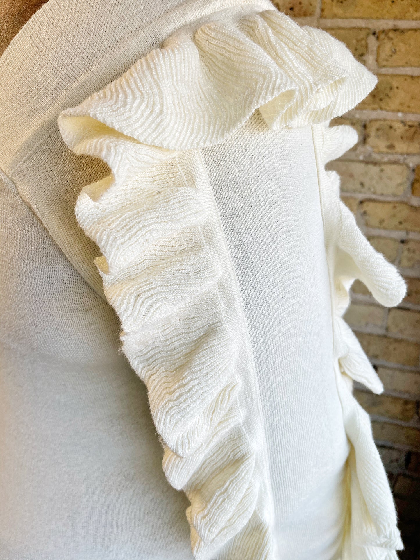 “Ruffle My Sleeve” knit sweater